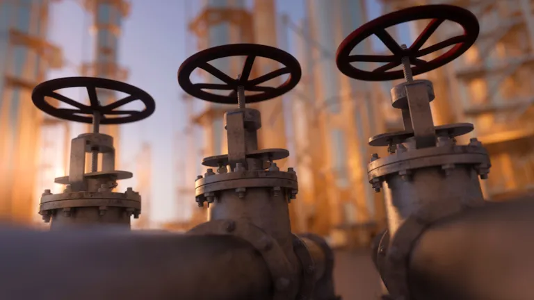natural gas pipeline in a refinery 3d render